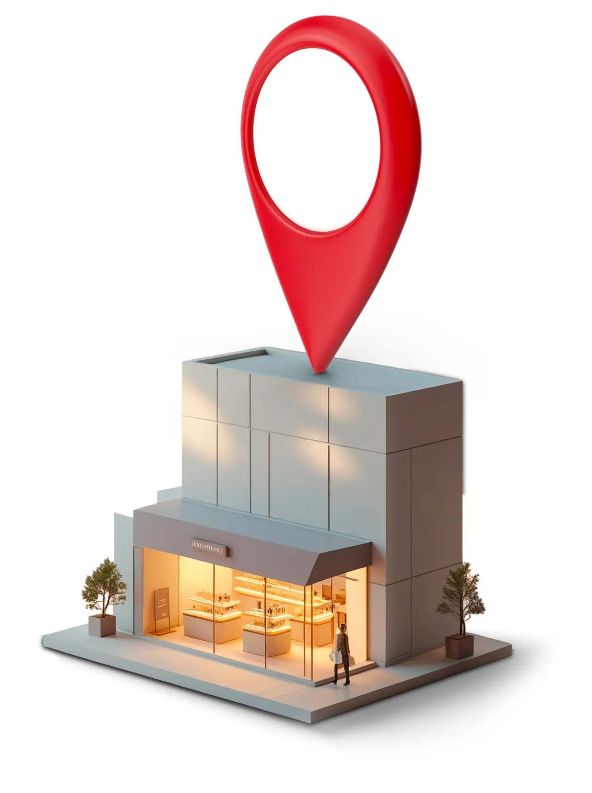 Un palazzo con il simbolo della localizzazione sopra